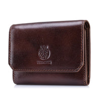 Genuine Leather Wallet for Men Minimalist Tri-Fold Purse with RFID Protection  Zipper Coin Pocket  Credit Card Slots