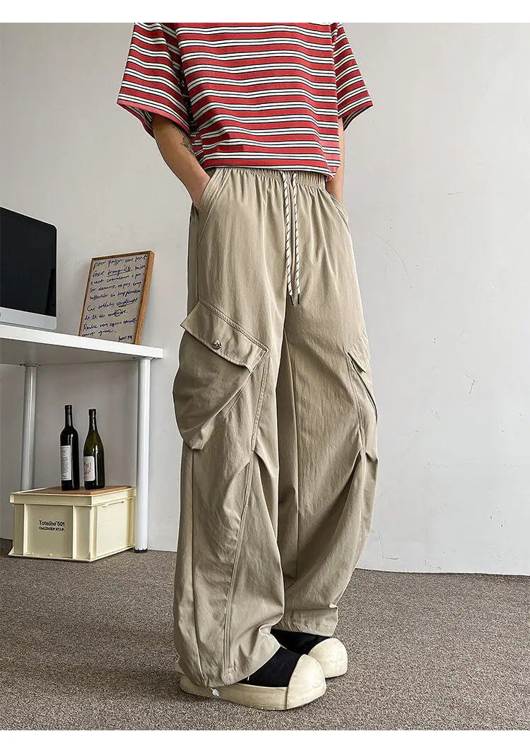2026 Trendy Retro Wide-Leg Cargo Pants for Men- High Waist Utility Streetwear, Comfortable & Stylish Casual Fashion Pants M-8XL