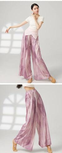 Women's wide-leg trousers made of chiffon, flowing and loose, suitable for formal party and wedding wear, as well as casual wear