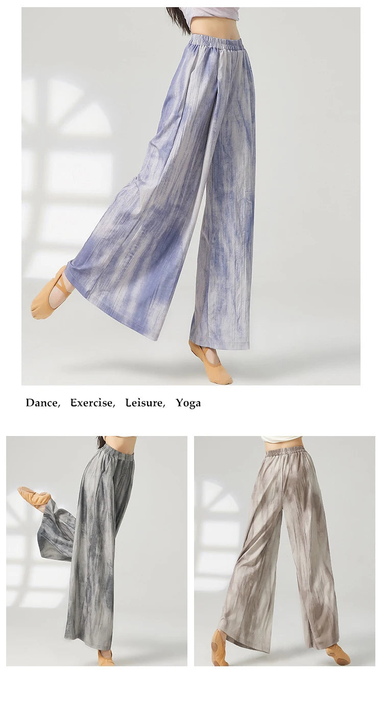 Women's wide-leg trousers made of chiffon, flowing and loose, suitable for formal party and wedding wear, as well as casual wear