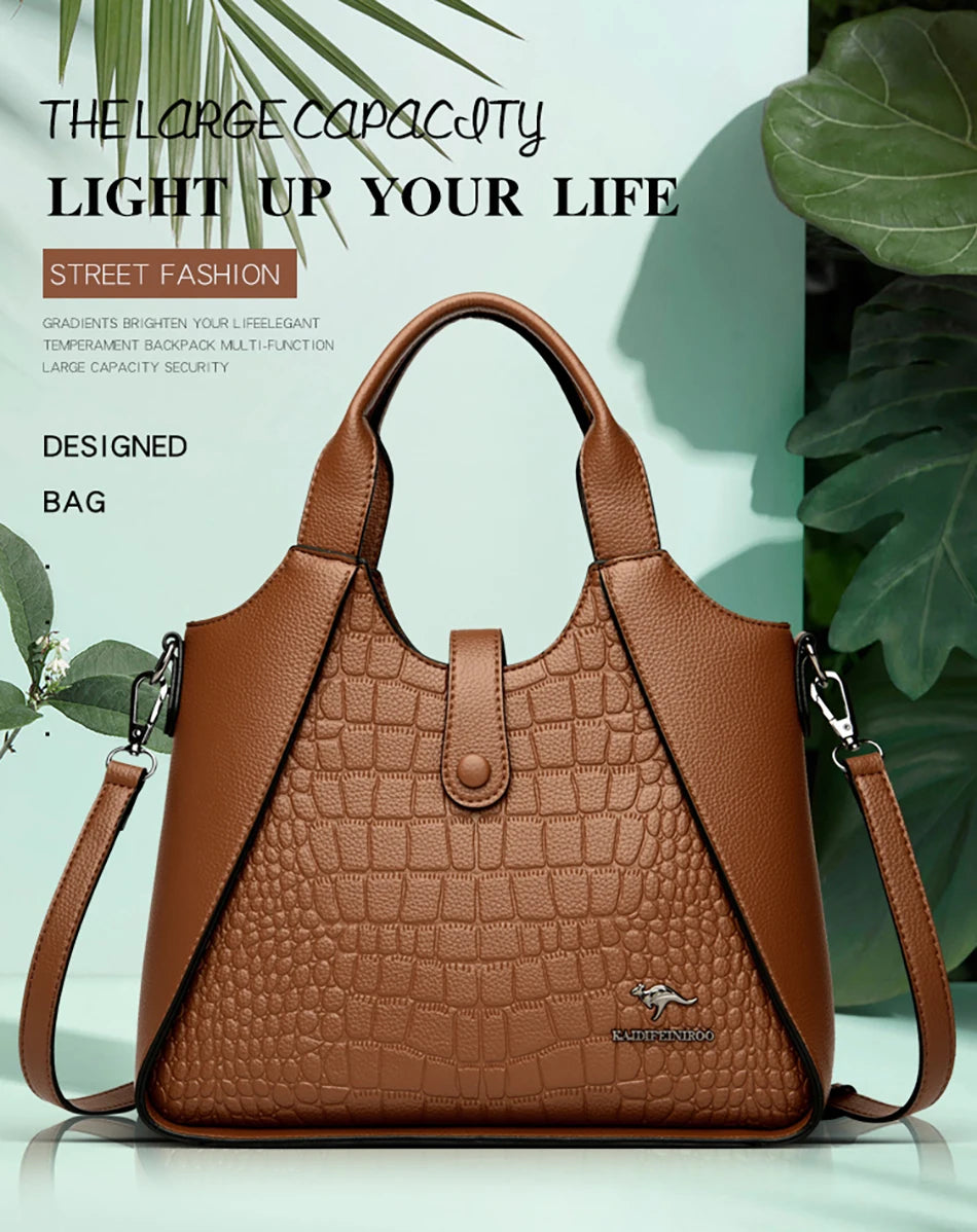2024 New Fashion Trend Women's Handbag High Quality Soft Leather Women Shoulder Bolsas Solid Color Retro Female Tote Bags Sac