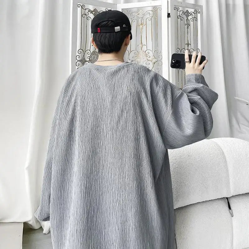 Men's Trendy Casual Long Sleeve T-Shirt High Street Loose Fit Comfortable Wear Modern Minimalist Style Everyday Essential