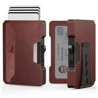 Minimalist Mens Wallet with Money Clip, Aluminum Pop Up Card Case and Leather Slots Credit Card Holder RFID Blocking Wallet