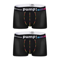 Men's PUMP! Mesh Boxer Briefs U Convex Pouch Rainbow Stitching Elastic Waistband Breathable Quick Dry Underwear