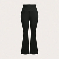 Women's Black High Waisted Flared Pants Stretchy Slimming Trousers Casual Daily Trendy 2026 Spring Fashion Women's Bottoms Loose