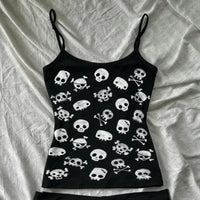 Gothic Women's Crop Top With Suspenders Y2K Vintage Emo Aesthetic Blouse Summer Top 90s Style