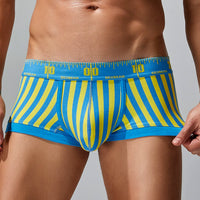 New Striped Boxer Briefs  Men's Comfortable Underwear Breathable Cotton Trunks with Elastic Waistband