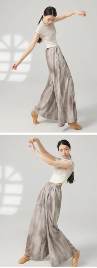 Women's wide-leg trousers made of chiffon, flowing and loose, suitable for formal party and wedding wear, as well as casual wear