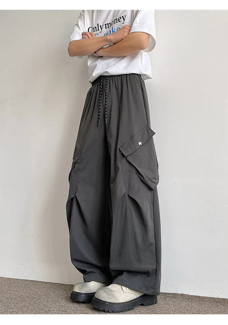 2026 Trendy Retro Wide-Leg Cargo Pants for Men- High Waist Utility Streetwear, Comfortable & Stylish Casual Fashion Pants M-8XL