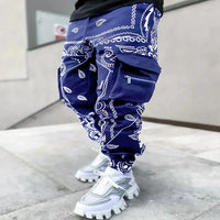 New Men's Cargo Pants Trend Printed Loose Hip Hop Fashion Street Wear Big Pocket Overalls Men Bright Color Four Seasons Trousers