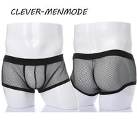 Men's Boxer Shorts Low Rise Mesh Trunk Underwear Black White