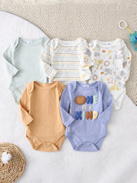 Baby Boy Clothes 5PCS Baby Boy Onesies Spring and Autumn Long-Sleeved Onesie Newborn Baby Clothes Cotton Fabric 0-9 Months