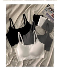 Seamless Scalloped Edge Bra and Panty Set for Women, Gray Black White Skin-Friendly Wireless Comfortable Lingerie Set