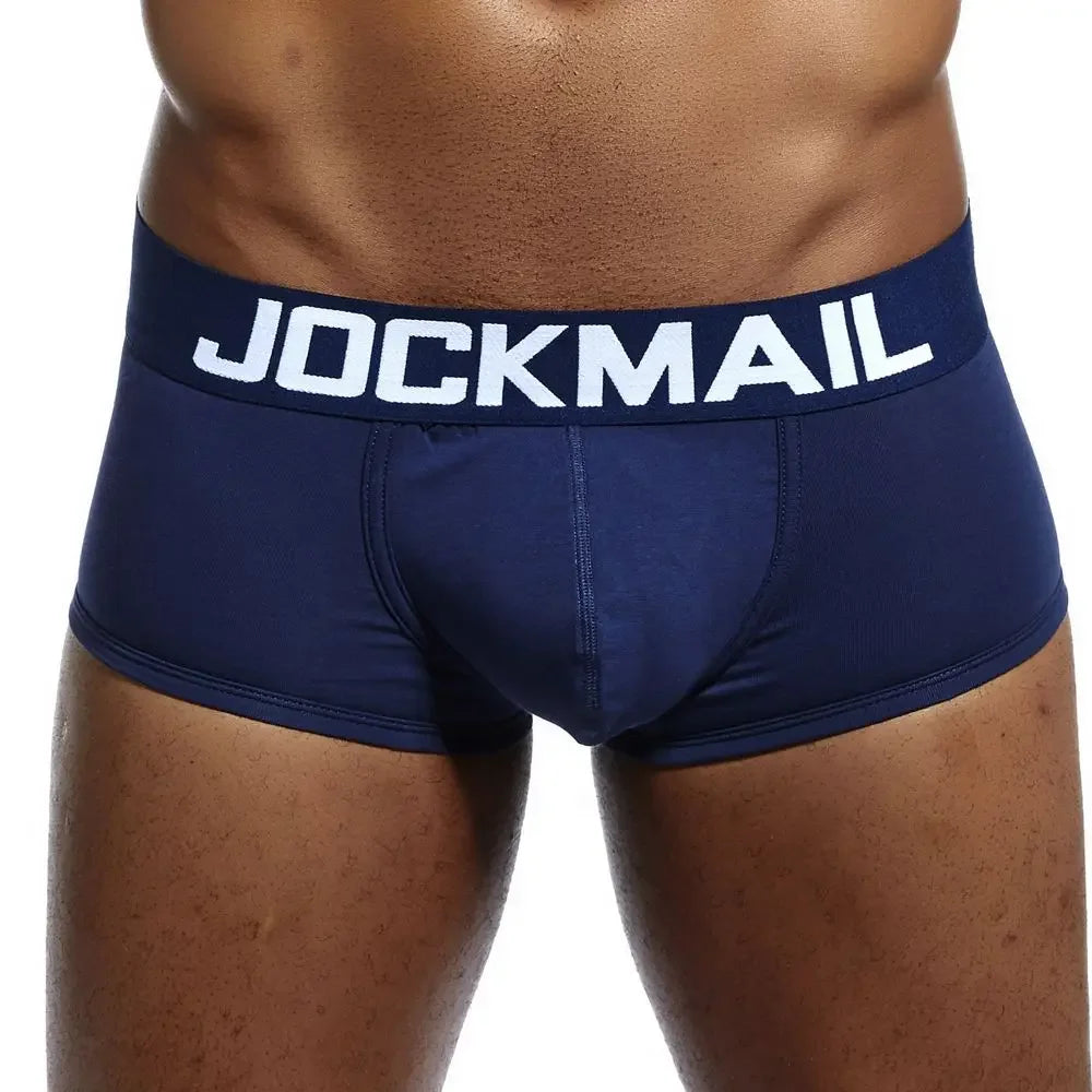 Men's Cotton Boxer Briefs Trunk Underwear with Convex Pouch Design