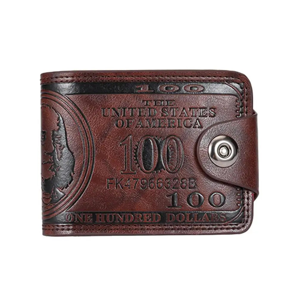 Men's Wallets with 100 US Dollar Pattern Hasp Male Leather Wallet with Zipper Card Holder Coin Pocket Purse Cartera Hombre