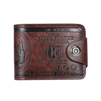 Men's Wallets with 100 US Dollar Pattern Hasp Male Leather Wallet with Zipper Card Holder Coin Pocket Purse Cartera Hombre