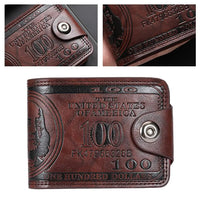 Men's Wallets with 100 US Dollar Pattern Hasp Male Leather Wallet with Zipper Card Holder Coin Pocket Purse Cartera Hombre