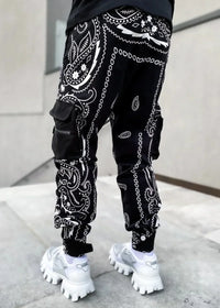 New Men's Cargo Pants Trend Printed Loose Hip Hop Fashion Street Wear Big Pocket Overalls Men Bright Color Four Seasons Trousers