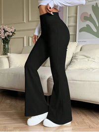 Women's Black High Waisted Flared Pants Stretchy Slimming Trousers Casual Daily Trendy 2026 Spring Fashion Women's Bottoms Loose