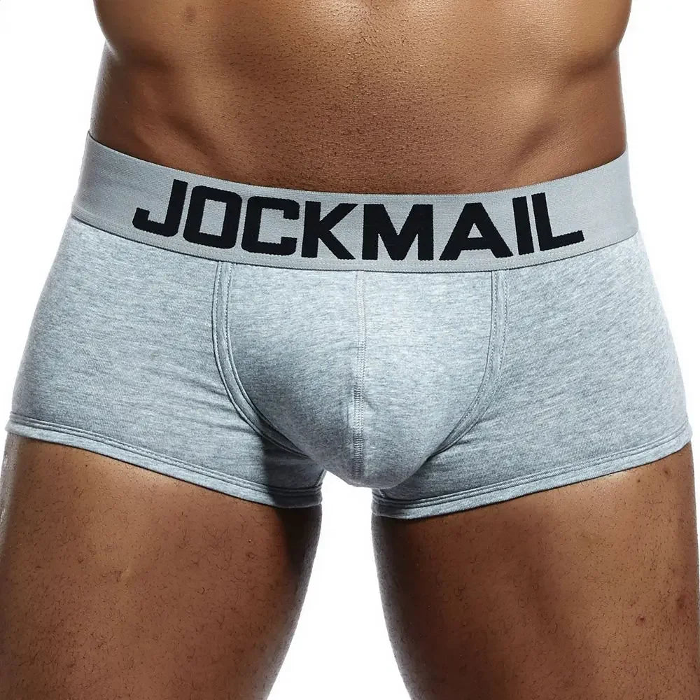 Men's Cotton Boxer Briefs Trunk Underwear with Convex Pouch Design