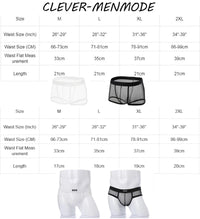 Men's Boxer Shorts Low Rise Mesh Trunk Underwear Black White