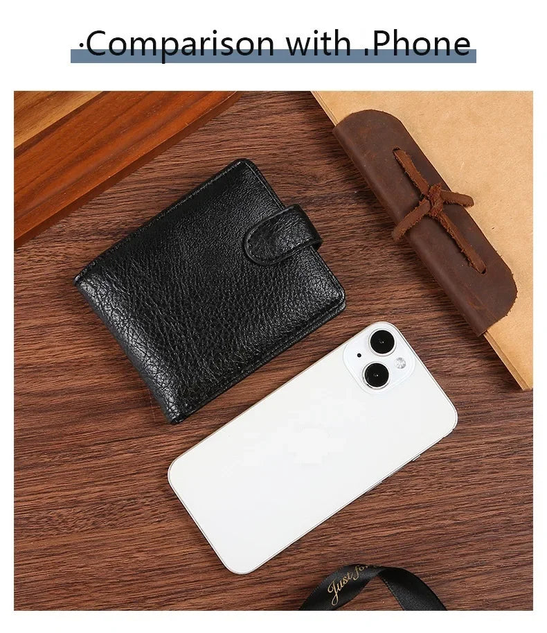 Vintage Wallet for Men Leather Short Hasp Man Wallets Casual Durable Coin Pouch Male Slim Photo ID Card Holders Purse Money Clip