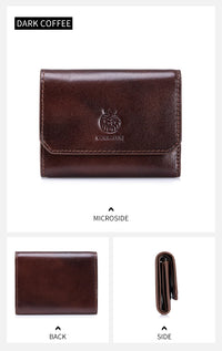 Genuine Leather Wallet for Men Minimalist Tri-Fold Purse with RFID Protection  Zipper Coin Pocket  Credit Card Slots