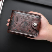 Men's Wallets with 100 US Dollar Pattern Hasp Male Leather Wallet with Zipper Card Holder Coin Pocket Purse Cartera Hombre