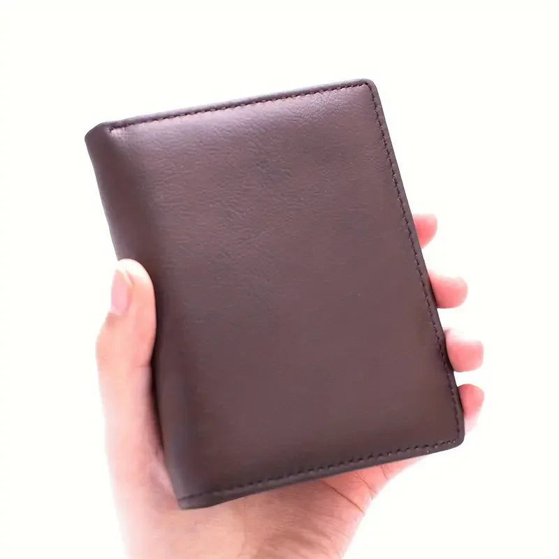 Men's Wallet Genuine Leather Wallets For Men Coin Purse Vintage Vertical Short Credit Card Holder Money Bag Men's RFID Wallet