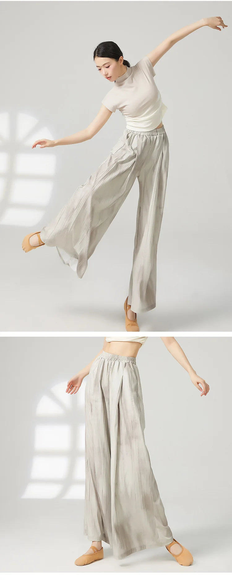 Women's wide-leg trousers made of chiffon, flowing and loose, suitable for formal party and wedding wear, as well as casual wear