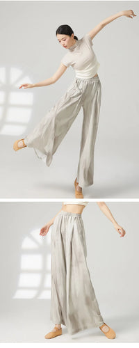 Women's wide-leg trousers made of chiffon, flowing and loose, suitable for formal party and wedding wear, as well as casual wear