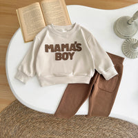 2025 Baby Boy Clothes MAMA'S BOY Sets Fall Baby Girl Infant Outfit Sweatshirt Top Pants 2Pcs Long Sleeve Winter Warm Infant Suit
