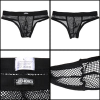 Men's Boxer Shorts Low Rise Mesh Trunk Underwear Black White