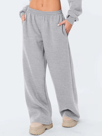 Women's wide leg casual pants are warm and comfortable. Winter solid color casual pants are loose fit