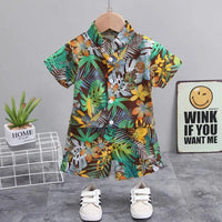 Baby Boy Clothes 0-5Y Summer New Beach Fashion Children Suits Boys Clothing Printed Shirts Short Sleeves Shorts Boys Two Pieces