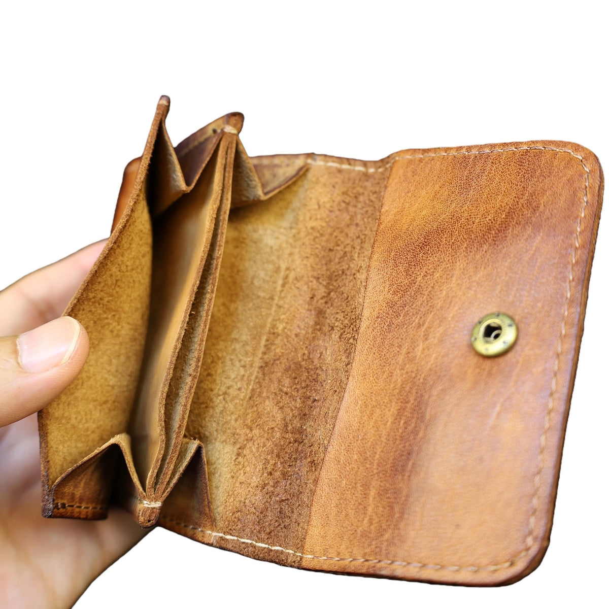 Genuine Cowhide Leather Wallet for Men Women Vintage Handmade Short Small Men's Wallets Compact Card Holder Leather Coin Purse