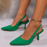 Women Sandals 2024 New Summer High Heels Closed Toe Single Sandals Thin Mid-heeled Fashion Hollow Pointed Toe Women Sandals
