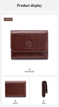 Genuine Leather Wallet for Men Minimalist Tri-Fold Purse with RFID Protection  Zipper Coin Pocket  Credit Card Slots