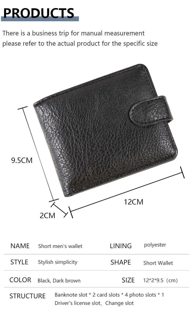 Vintage Wallet for Men Leather Short Hasp Man Wallets Casual Durable Coin Pouch Male Slim Photo ID Card Holders Purse Money Clip