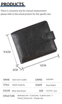 Vintage Wallet for Men Leather Short Hasp Man Wallets Casual Durable Coin Pouch Male Slim Photo ID Card Holders Purse Money Clip