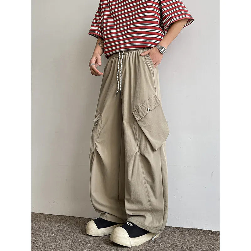2026 Trendy Retro Wide-Leg Cargo Pants for Men- High Waist Utility Streetwear, Comfortable & Stylish Casual Fashion Pants M-8XL