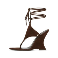 2026 Women's Summer Trendy Irregular High Heels Cross Tie Toe Sandals European and American Fashion Banquet Walking Shoes