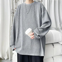 Men's Trendy Casual Long Sleeve T-Shirt High Street Loose Fit Comfortable Wear Modern Minimalist Style Everyday Essential