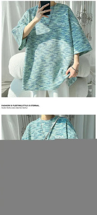 Tie-dyed Short-sleeved T-shirt Men's Summer Trendy Brand Retro Loose Large-size Top Trendy Round Neck Half-sleeved
