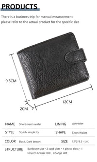 Vintage Wallet for Men Leather Short Hasp Man Wallets Casual Durable Coin Pouch Male Slim Photo ID Card Holders Purse Money Clip