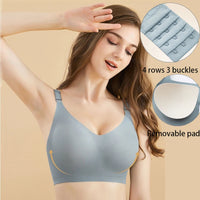 Women's Seamless Bras Ladies Thin Style Jelly Color Soft Bra Wireless Underwear Comfortable Lingerie Deep V Gather