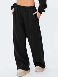 Women's wide leg casual pants are warm and comfortable. Winter solid color casual pants are loose fit