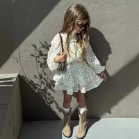 Fashion Baby Girl Clothes Set Floral Shirt+Layered Skirt 2PCS Infant Toddler Child Blouse Suit Spring Autumn Baby Clothes 2-7Y