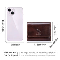 Genuine Leather Wallet for Men Minimalist Tri-Fold Purse with RFID Protection  Zipper Coin Pocket  Credit Card Slots