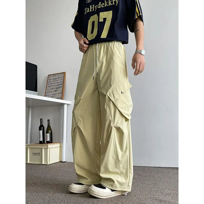 2026 Trendy Retro Wide-Leg Cargo Pants for Men- High Waist Utility Streetwear, Comfortable & Stylish Casual Fashion Pants M-8XL